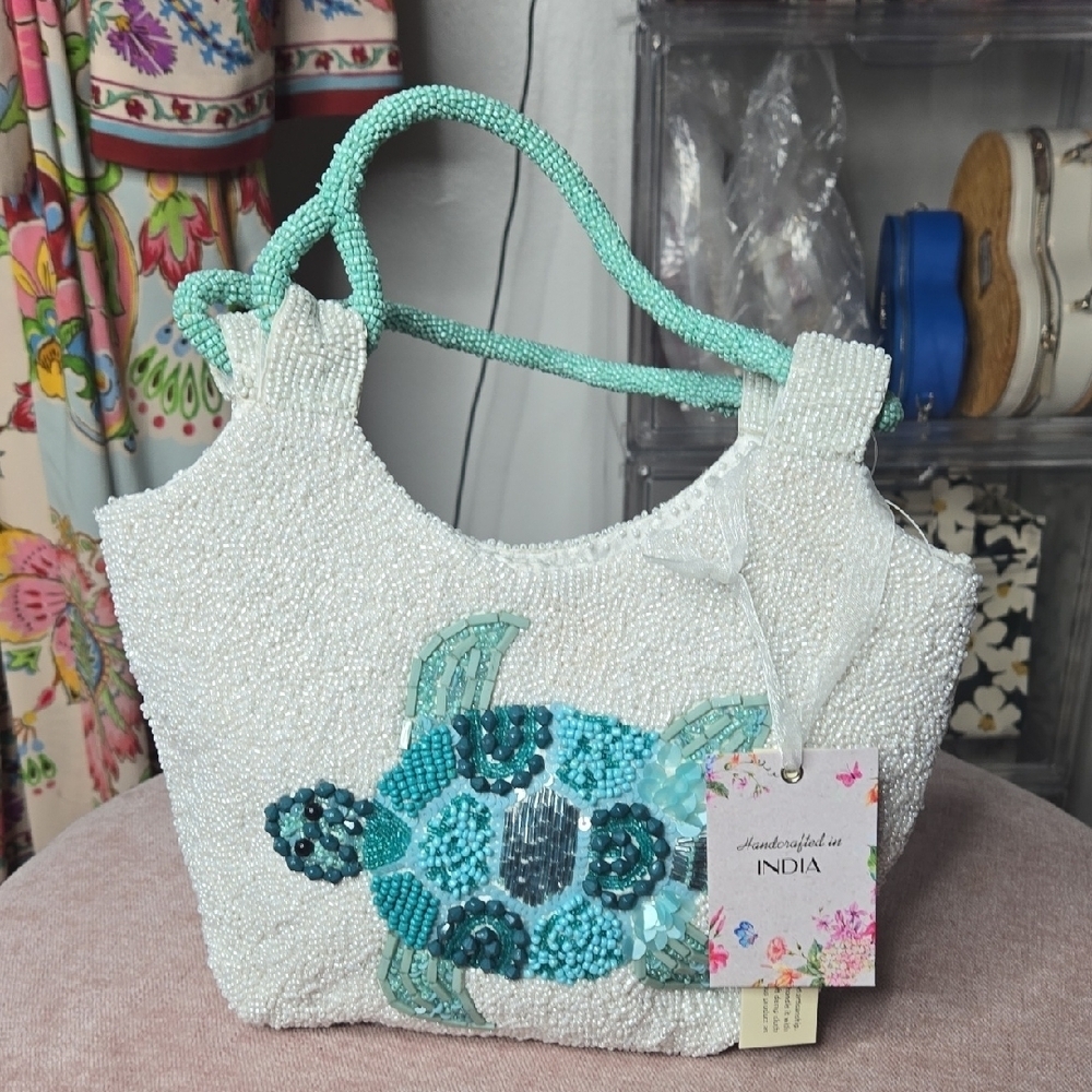 NWT India Sea Turtle Beaded Bag
